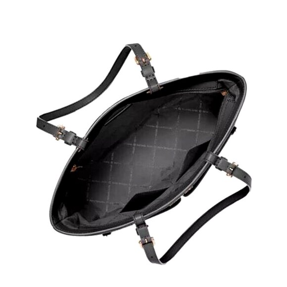 New Michael Kors Jet Set Travel Medium Double Pocket Tote Black - Picture 5 of 5